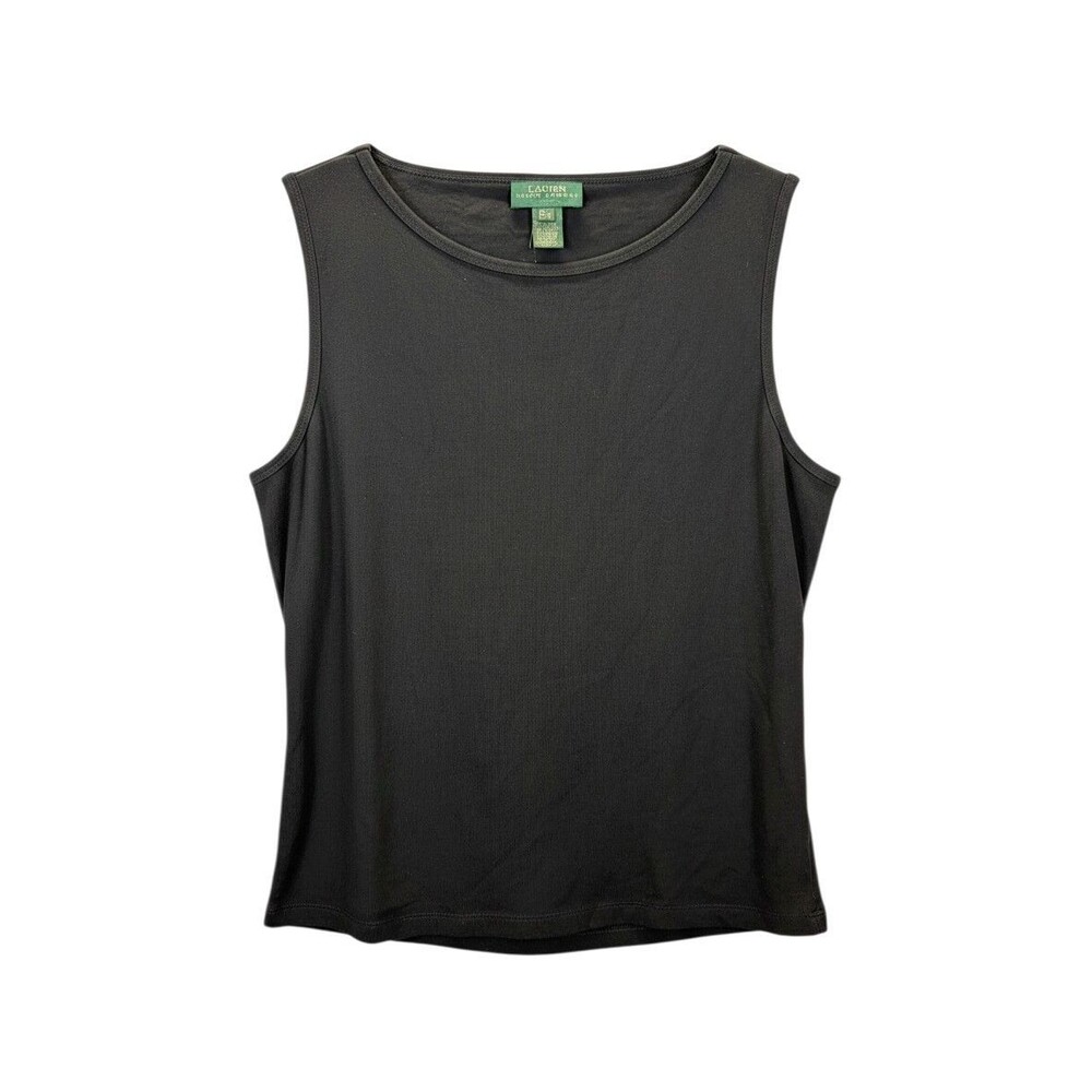 NWT Lauren Ralph Lauren Black Cotton Tank Top Large Petite